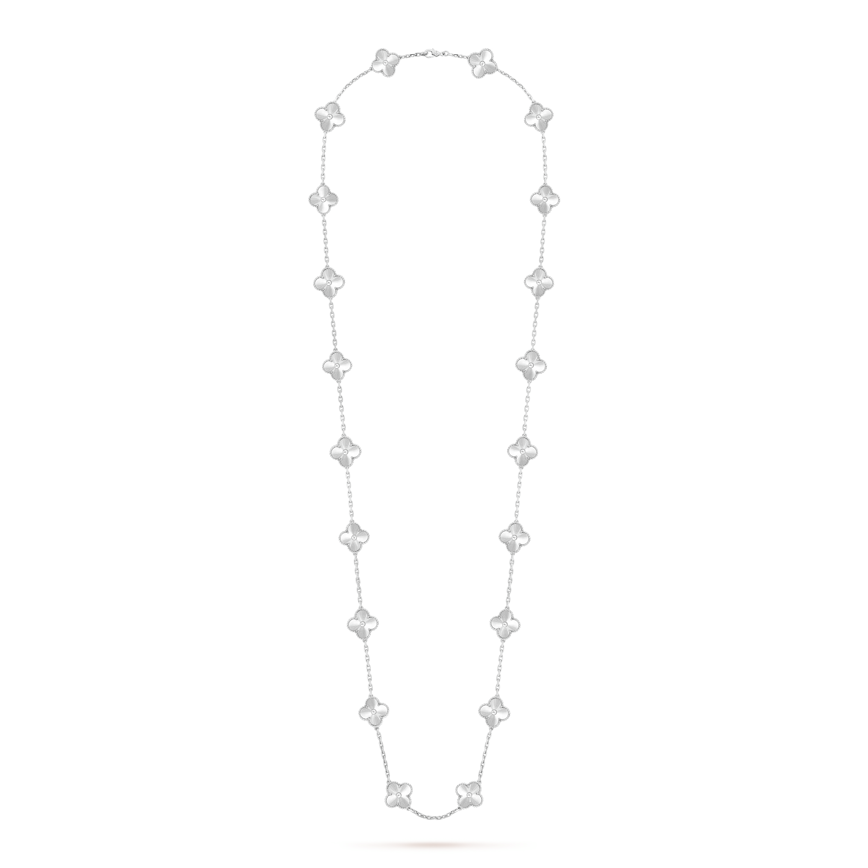 Noble Vintage Alhambra White Gold Agate 20 Motifs Long Necklace