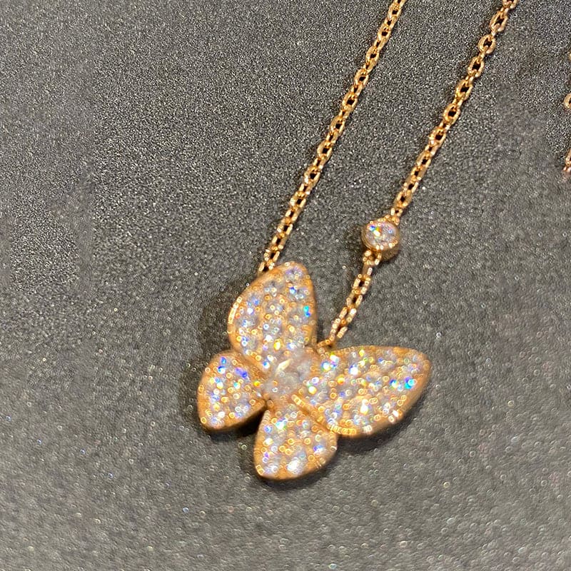 Noble Gold Two Butterfly Necklace