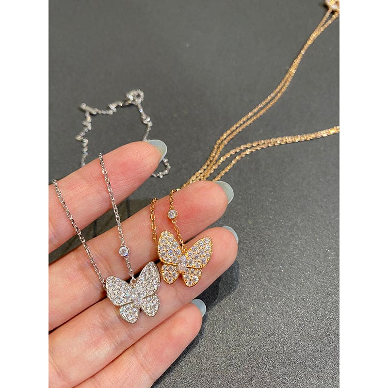 Noble Gold Two Butterfly Necklace