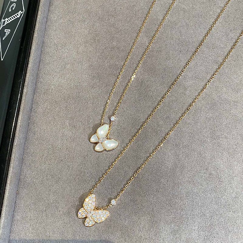Noble Gold Two Butterfly Necklace