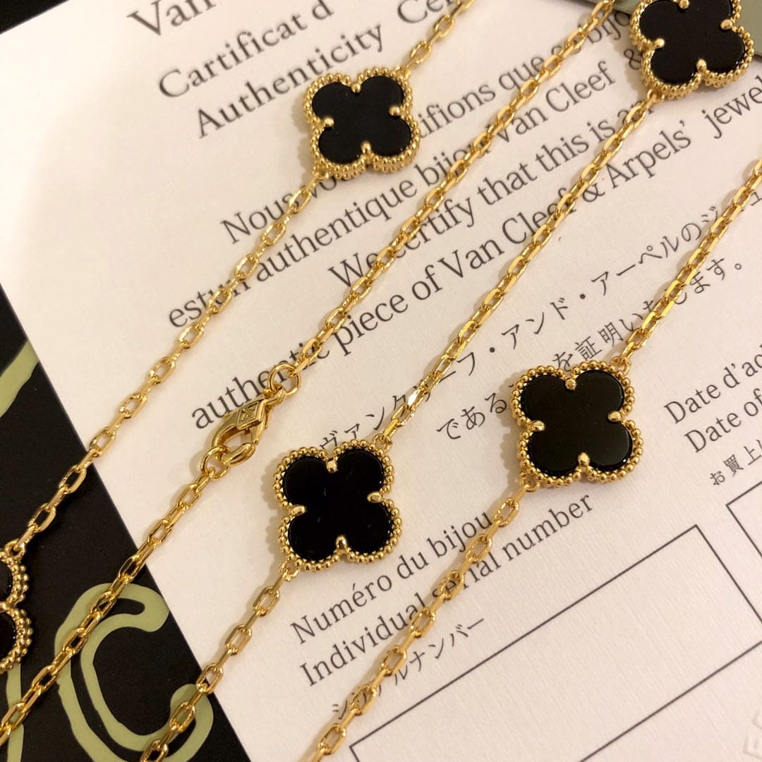 Noble Vintage Alhambra Black 10 Motifs Clover Necklace