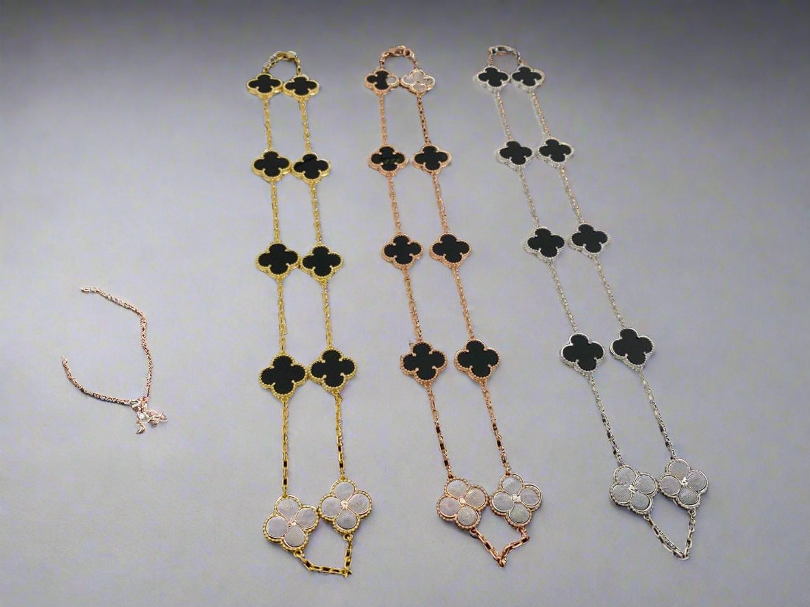 Noble Vintage Alhambra Black 10 Motifs Clover Necklace