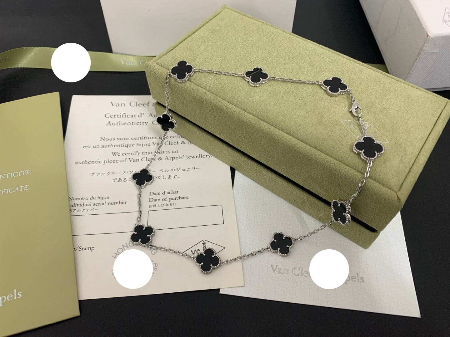 Noble Vintage Alhambra Black 10 Motifs Clover Necklace
