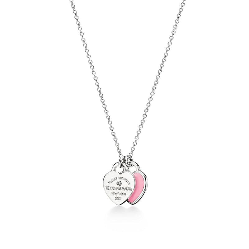 Noble Red Double Heart Tag Necklace