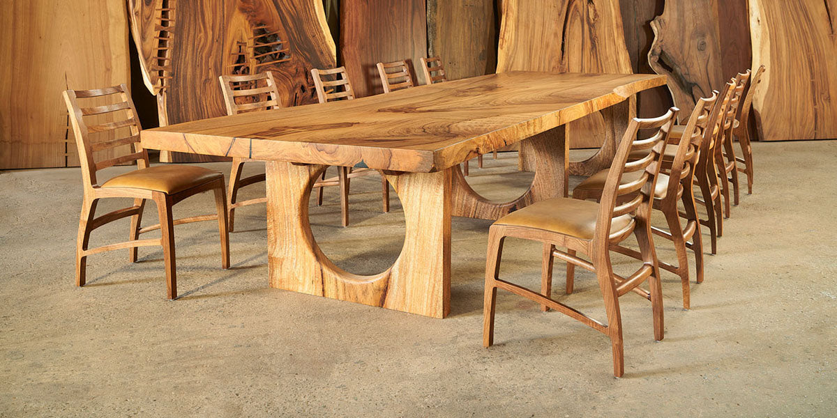 Natural Straight Edge Farmhouse Dining Table