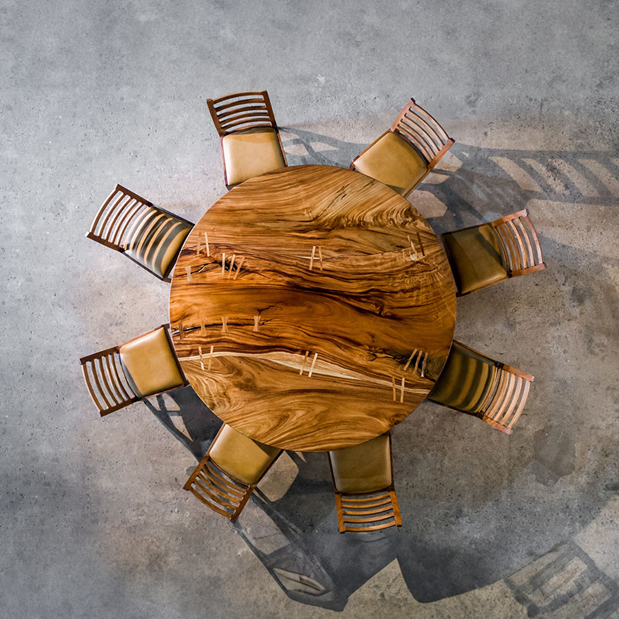 Mid Century Round Handcrafted Dining Table