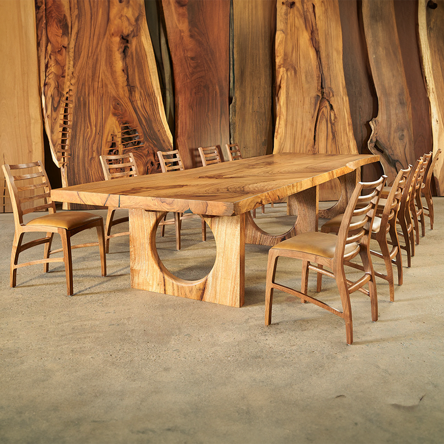 Natural Straight Edge Farmhouse Dining Table