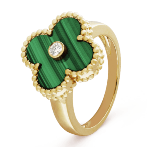 18K Vintage Alhambra Malachite Ring