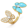 18K Two Butterfly Between the Finger Turquoise Ring