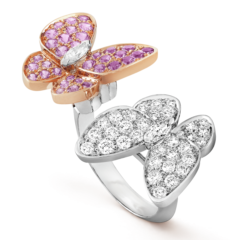 18K Two Butterfly Between the Finger Sapphire Ring
