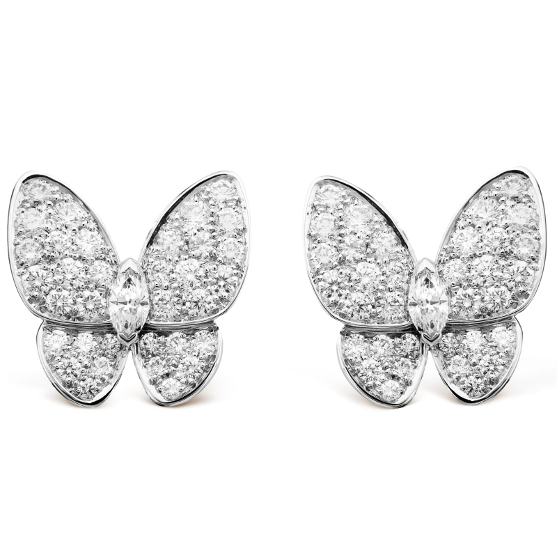 18k Two Butterfly Diamonds Earrings
