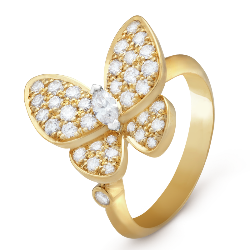 18K Two Butterfly Ring