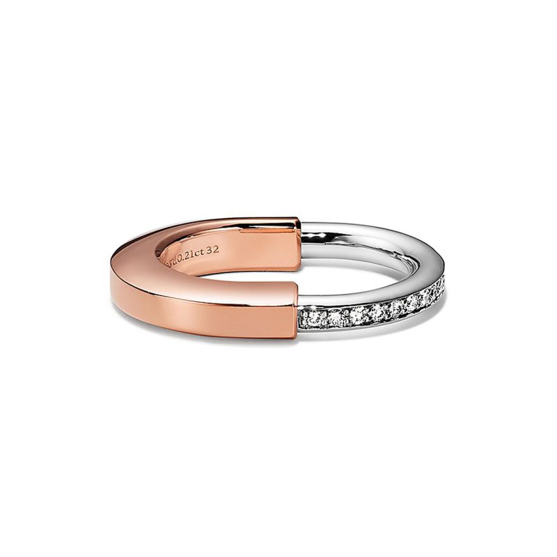 Noble T Lock Diamond Rose Gold Ring