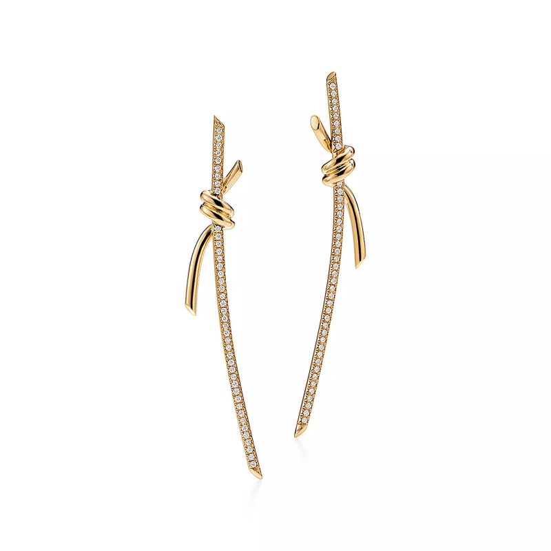 Noble T Knot Drop Diamonds Earrings