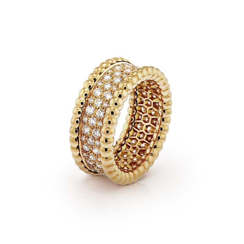 18K Perlée Diamonds 3 Row Ring