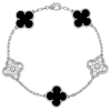 18K Vintage Alhambra Five Motifs Black Diamonds Bracelet