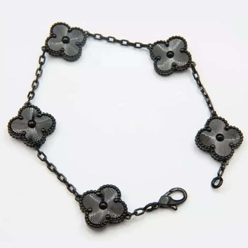 Noble Vintage Alhambra Full Black Bracelet Gift Jewelry