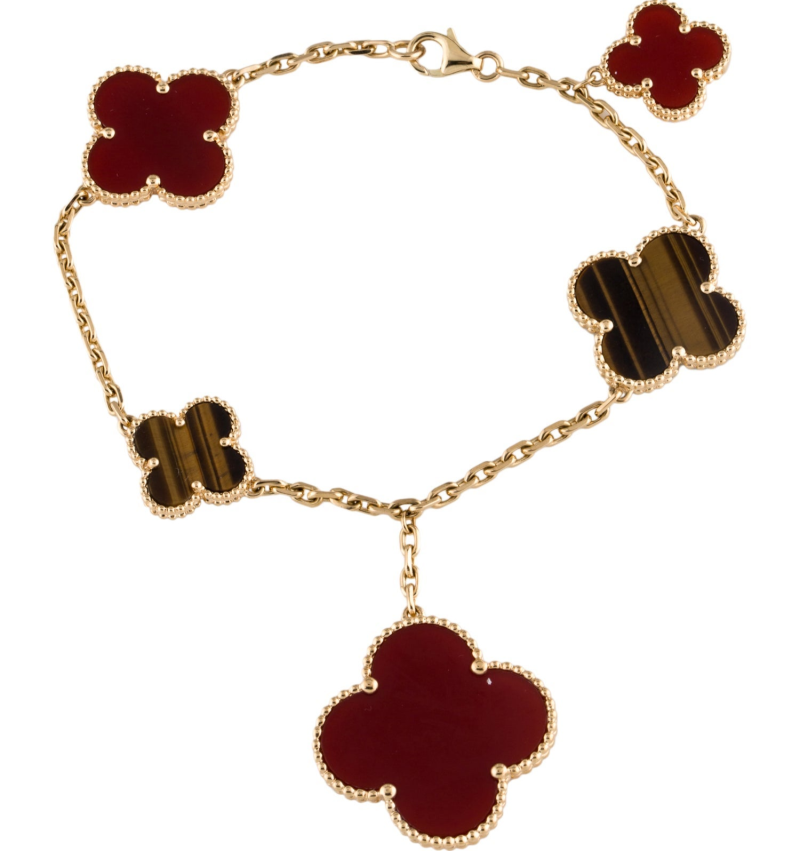 Noble Lucky Carnelian And Tigers Eye Alhambra Bracelet Elegant