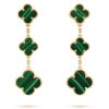 18k Magic Alhambra Three Malachite Motifs Earrings