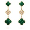 18k Magic Alhambra Three Malachite Motifs Earrings