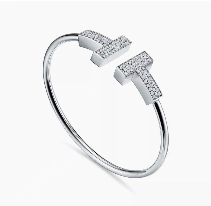 Noble T Wide Diamond Wire Bracelet