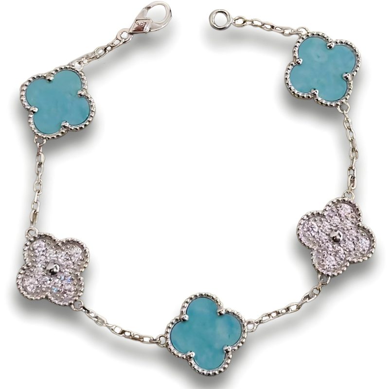 Noble Vintage Alhambra Five Motifs Agate Bracelet Jewelry Gift