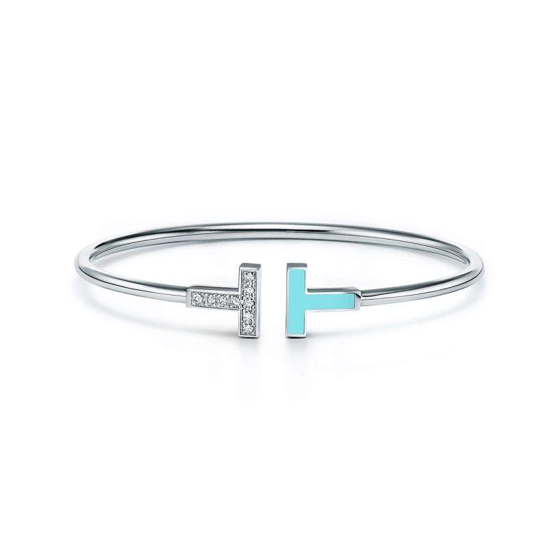 Noble T Diamond and Turquoise Wire Bracelet